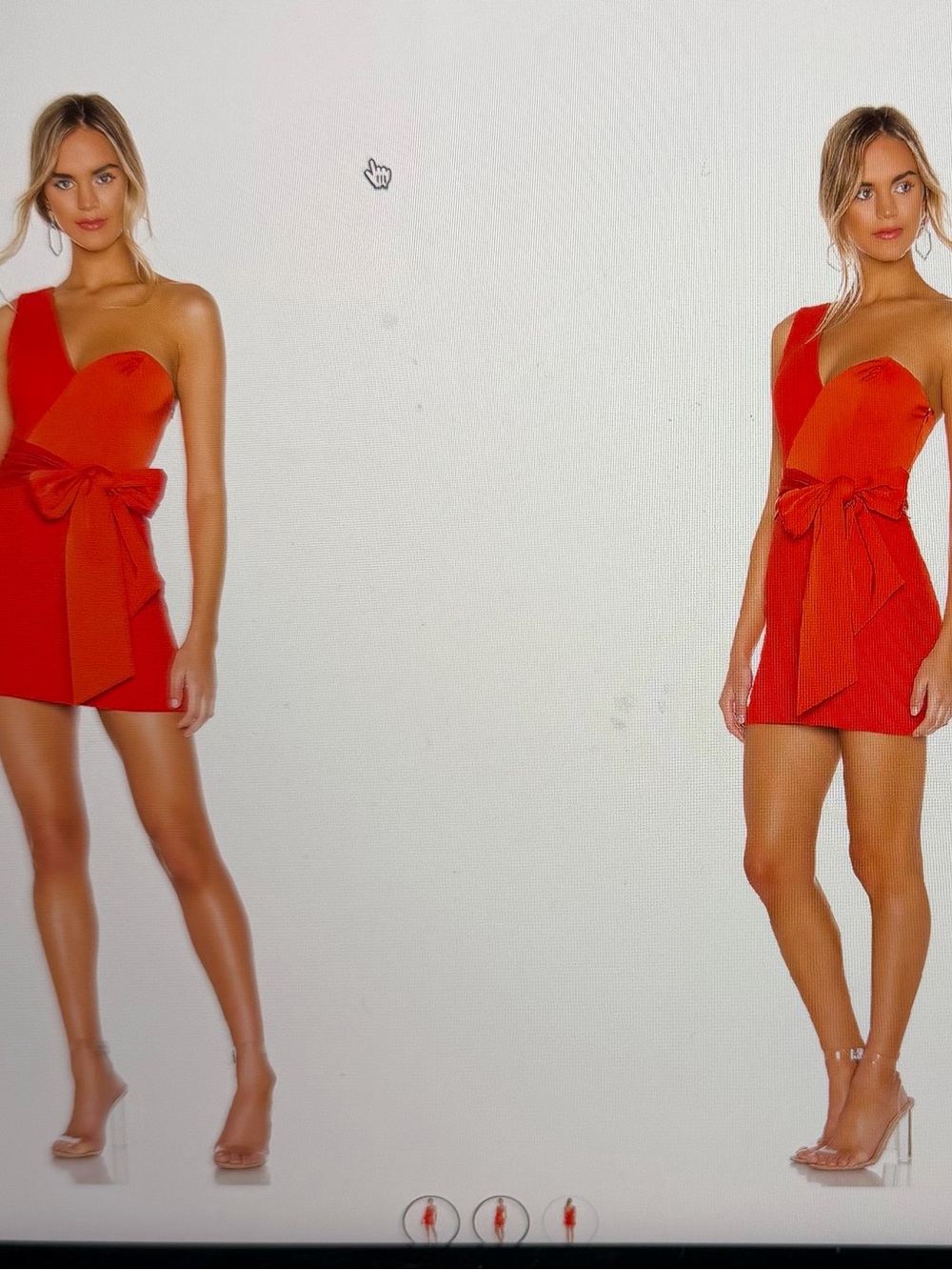 NBD Orange One-Shoulder Mini Dress with Waist Bow
